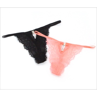 Annebra กางเกงใน ทรงตอง ผ้าลูกไม้ Thong Panty รุ่น AU3-821 สีชมพู, สีดำ