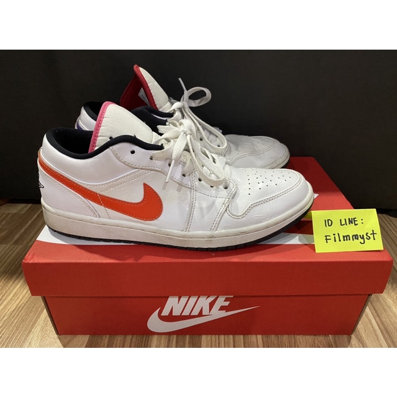 2020-release-air-jordan-1-low-white-multi-color-cw7009-100-มือสอง