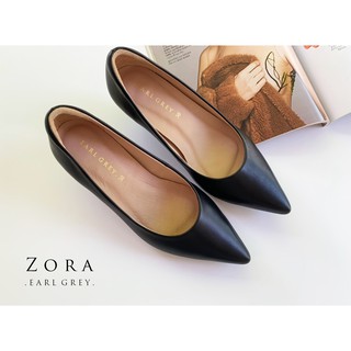 สินค้า EARL GREY รองเท้าหนังแกะแท้ หนังนิ่ม พื้นนุ่ม มีซัพพอร์ตช่วงท้าย รุ่น Zora in Black
