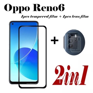 ฟิล์ม OPPO Reno6 5G กันรอย กันกระแทก ได้แป็นชุด2in1 ฟิล์ม เลนส์กล้อง ฟิล์มกระจกเต็มจอ ฟิล์มกระจกกันรอย หน้าจอ