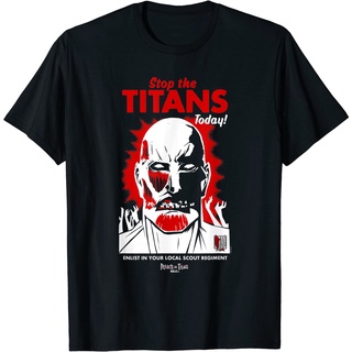 เสื้อยืดโอเวอร์ไซส์เสื้อยืด พิมพ์ลายโปสเตอร์ Attack on Titan Colossal TitanS-3XL