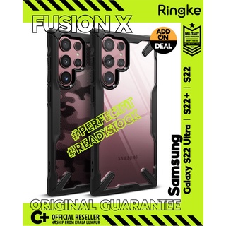 Ringke [Fusion-X] เคสโทรศัพท์มือถือแบบแข็ง ใส กันกระแทก ลายพราง สําหรับ Samsung Galaxy S22 Ultra S22+ S22
