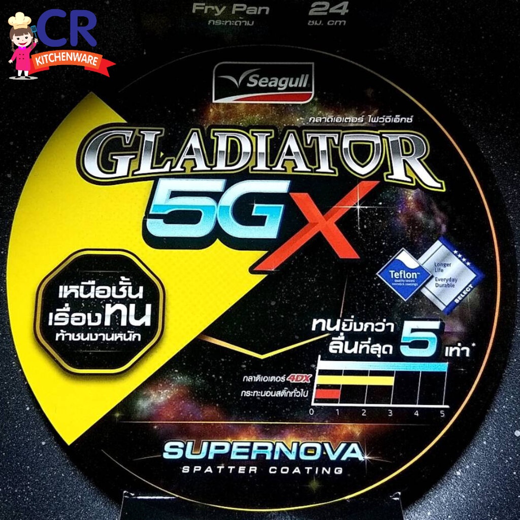 กระทะด้ามกลาดิเอเตอร์-ไฟว์จีเอ็กซ์-gladiator-5gx-กระทะเคลือบ-seagull