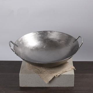 ✆Master Star Iron Non-coating Woks Gas Cooker Traditional Handmade Pot Huge Manual Forging Wok With Binaural 38/40cm