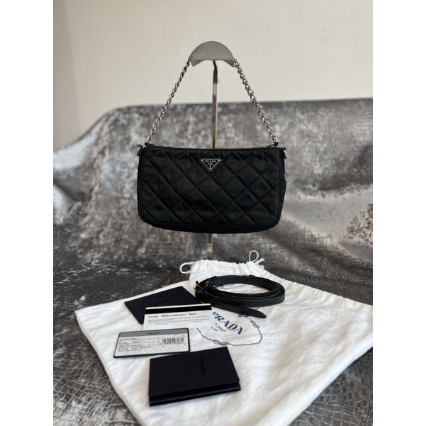 PRADA Nylon Tessuto Impuntu Quilted Crossbody Bag Black Shopee Thailand