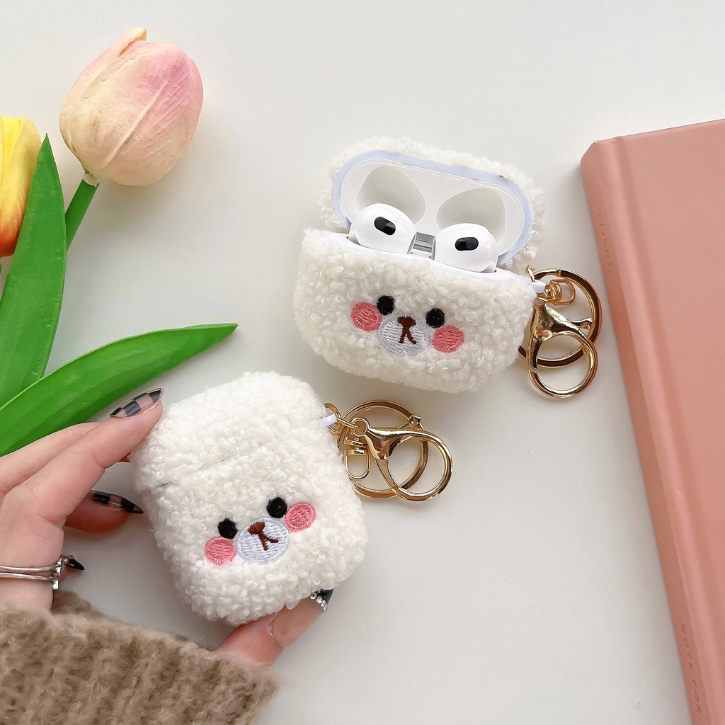 เคสหูฟัง-ผ้ากํามะหยี่ขนนิ่ม-ลายหมีน่ารัก-พร้อมแหวนโลหะ-สําหรับ-airpods3gen-airpods3-airpods3-airpods2gen-2021