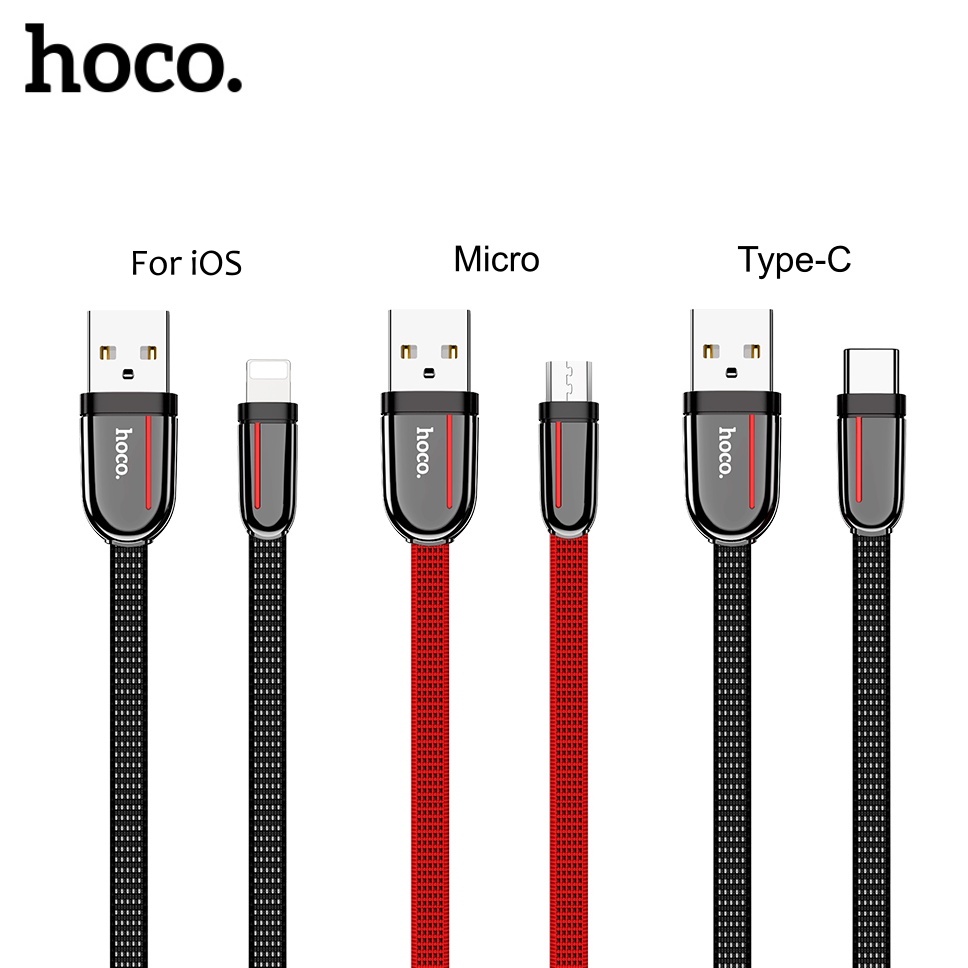 Hoco U74 สายชาร์จถัก 2.4A แบบแบน สำหรับ iOS / Micro USB / Type-C ใช้ ...