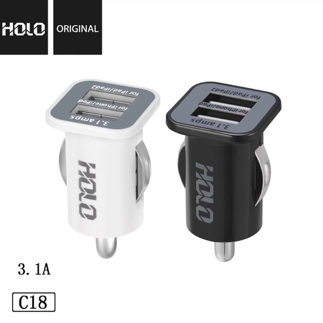 ที่ชาร์จในรถ-holo-รุ่น-c-18-2usb-car-charger-3-1a-ใช้ทนนาน-ของดี-ราคาประหยัด