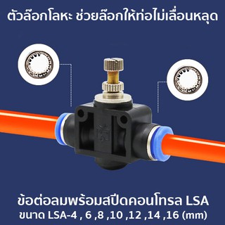 ภาพขนาดย่อของภาพหน้าปกสินค้าข้อต่อลมพร้อมสปีดคอนโทรล LSA ขนาด LSA-4 , 6 ,8 ,10 ,12 ,14 ,16 (mm) 6021-7 จากร้าน ichicshop บน Shopee ภาพที่ 4