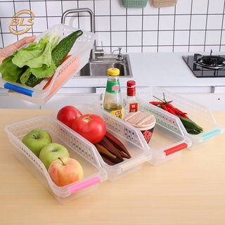 ตะกร้าพลาสติก ประหยัดพื้นที่ สุ่มสี สําหรับใส่อาหาร ในตู้เย็น