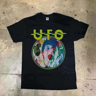 เสื้อยืดผ้าฝ้ายพิมพ์ลาย เสื้อยืด พิมพ์ลาย VTG 70s UFO - Strangers in the Night album 1979 สีขาว
