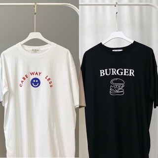 เสื้อยืด oversize ใส่ได้ทั้งชาย-หญิง (ผ้าคอตตอน) เสื้อยืดคอกลมผ้าฝ้าย