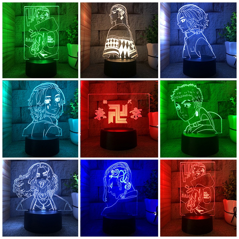 ภาพหน้าปกสินค้าโคมไฟตั้งโต๊ะ Led เปลี่ยนสี 7 สีรูปการ์ตูน Tokyo Revengers