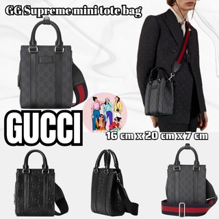 กุชชี่  GUCCI  GG Supreme Mini Tote Bag/กระเป๋าสตรี/กระเป๋าผู้ชาย/กระเป๋าสะพายข้าง