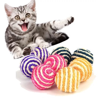 ของเล่นลูกบอลป่านป่าน หลากสี สําหรับสัตว์เลี้ยง แมว