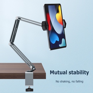 Long Arm Adjustable Bed Tablet Stand for 4-12.9 Inches Mobile Phones Super Stable Aluminum Alloy Bracket for iPad Samsun
