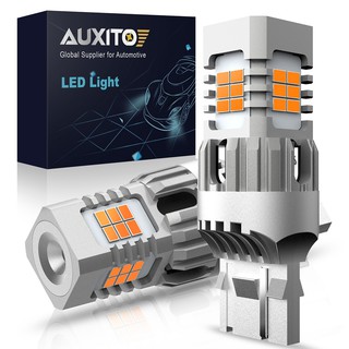 Auxito หลอดไฟเลี้ยว T20 LED 7440 WY21W 1156 P21W BA15S LED ไม่มีสัญญาณเลี้ยว 2 ชิ้นสีเหลืองอําพัน T25 3157