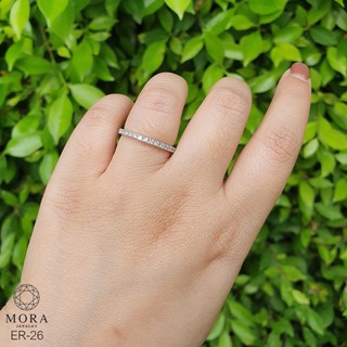 💍✨WR-26 แหวนเพชรแถว ขนาด 1.5 mm แหวนเพชร CZ เครื่องประดับเงินแท้ แหวนเพชรครึ่งนิ้ว เทียบเพชรแท้ By Mora Jewelry Diamond