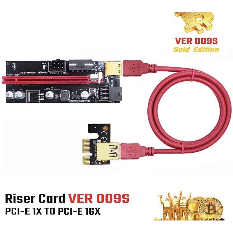 ภาพสินค้าRiser 2021 VER 009S ชุบทอง สายไรเซอร์ Riser Card มีไฟ LED บอกสถานะCrypto สาย Riser ️พร้อมส่ง 2 วันถึงมือ️เหมืองbitcoin จากร้าน wuikek บน Shopee ภาพที่ 1