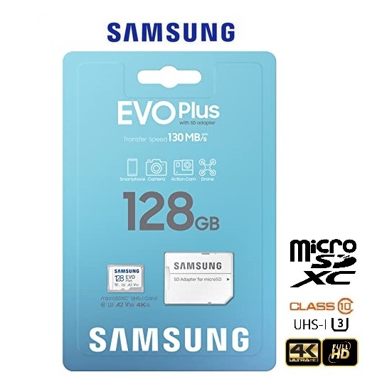 ภาพหน้าปกสินค้าSamsung 128GB EVO Plus Micro SDXC with SD Adapter
