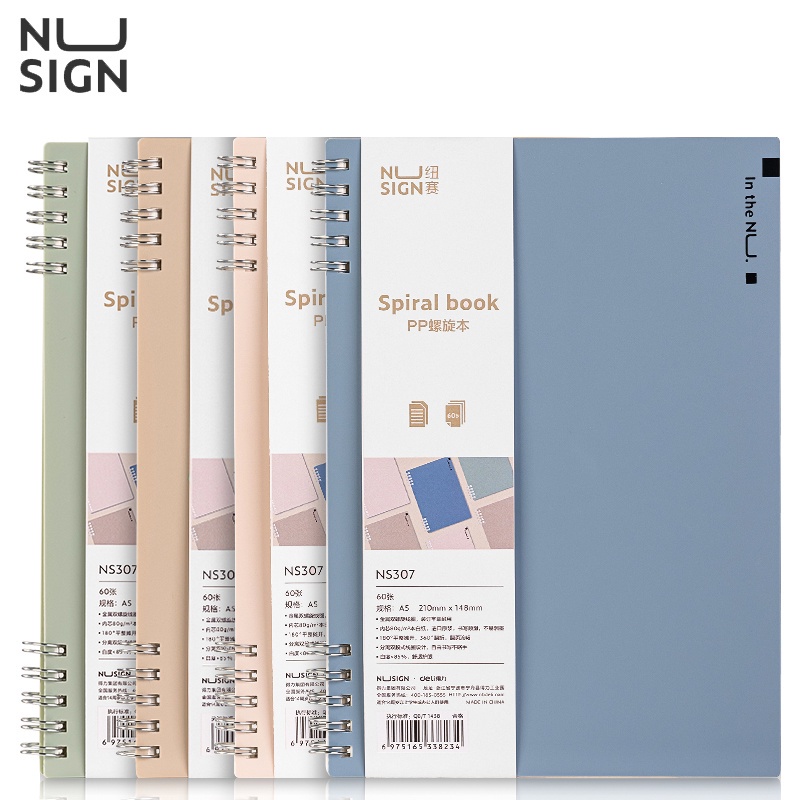 Nusign สมุดโน๊ตสันห่วง สมุดโน๊ต B5 / A5 / A6 60แผ่น หนา 80 แกรม เส้นกร ...