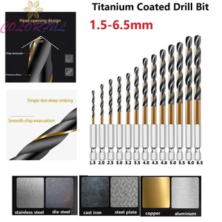 Drill Bit Titanium Coated Twist Drill Replacement 1.5-6.5mm 6.35mm Shank