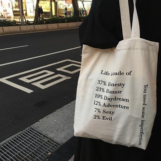 ภาพหน้าปกสินค้ากระเป๋าผ้า life is made of ꕤ พร้อมส่ง (MN090) ที่เกี่ยวข้อง