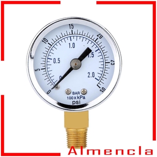 ( Almencla ) 0-30 Psi 0-2 Bar เกจวัดแรงดันน้ํามันคอมเพรสเซอร์แบบ Dial