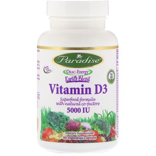 💥PreOrder💥Paradise Herbs, Earths Blend, Vitamin D3, 5,000 IU, 90 Vegetarian Capsules