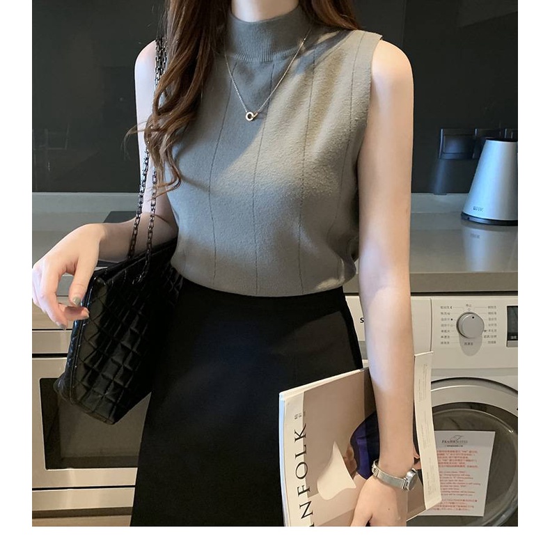ภาพสินค้าSALABO(พร้อมส่ง) NEW เสื้อไหมพรมแขนกุด คอเต่า สไตล์เกาหลี สีพื้น เรียบหรูเหมาะสำหรับสตรี  BX48 จากร้าน salabo555 บน Shopee ภาพที่ 4