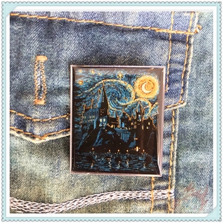 ★ The Starry Night &amp; Hogwarts Brooches ★ 1Pc Fans Collection Crossover Van Gogh Fashion Doodle Enamel Pins Backpack Button Badge Brooch