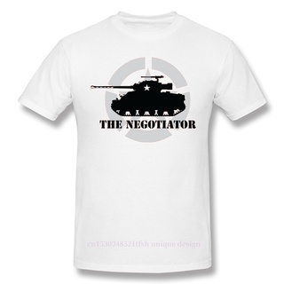 เสื้อยืดผ้าฝ้ายพิมพ์ลายขายดี เสื้อยืดผู้ชาย The Negotiator (U.S.) เสื้อกีฬาแฟชั่น World of Tanks Free Online War Game Ca
