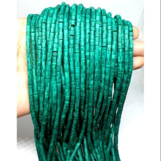 หินมาลาไคต์ 2-3มม. 1 เส้น อะไหล่เครื่องประดับ อะไหล่ร้อยสร้อย Malachite Tube Beads