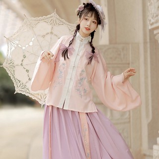 🔥Hot sale~ Gong Yuyi Huabai Collection Original [Hua Yudie] Hanfu Girl Student Ming-made Stand Collar Embroidery Pipa S