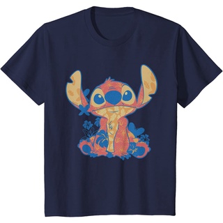 เสื้อยืดผ้าฝ้ายพรีเมี่ยม เสื้อยืด พิมพ์ลาย Disney Lilo &amp; Stitch สไตล์ฮาวาย