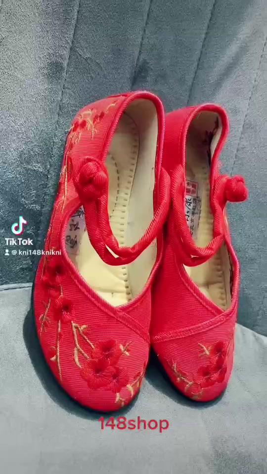 รองเท้าผ้าใบงานปักสไตล์จีน-สำหรับผู้หญิง-pkjhgfgh-สีแดงล้วน