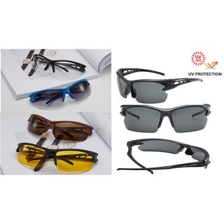 แว่นตากรองแสง แว่นกันแดด ทรงสปอร์ต แว่นปั่นจักรยาน แว่นตาเซฟตี้ Safety Glasses ป้องกัน UV400