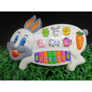 RABBIT PIANO ของเล่นเปียนโนรูปกระต่าย มี8 คีย์ พร้อมกับปุ่มเสียงสัตว์ต่างๆ 8ชนิด ปรับโหมดเสียงได้3โหมด no.3300