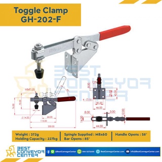 Toggle Clamp แบบกดแนวนอน GH-202-F.Mild Steel Zinc Plated