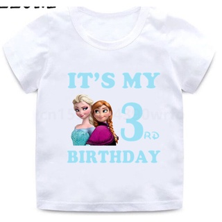 เสื้อยืด พิมพ์ลายกราฟิก Disney Frozen Elsa Anna Princess It My 1 2 3 4 5 6 7 8 9 ปี สําหรับเด็ก