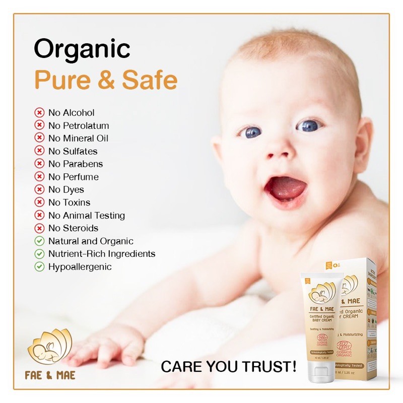 ภาพสินค้าครีมทาผื่นสำหรับเด็ก Fae&Mae Organic baby cream (เฟแอนด์เม fae and mae ) จากร้าน azeen.official บน Shopee ภาพที่ 2