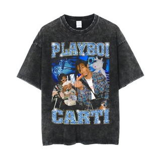 เสื้อยืดโอเวอร์ไซส์เสื้อยืด ขนาดใหญ่ พิมพ์ลาย Psycho Crucify Playboi Carti | หินล้างทําความสะอาด | เสื้อแร็ปเปอร์ | เสื้