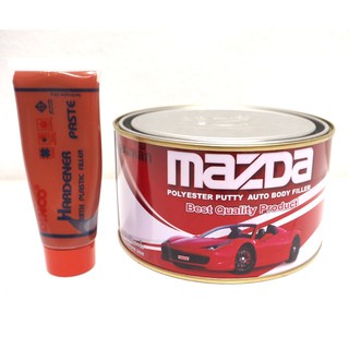 สีโป๊วเหล็ก Mazda มาสด้า สีโป๊วแดง ขนาด 1 kg แถมน้ำยาเร่งแข็งสีโป๊ว 1 หลอด