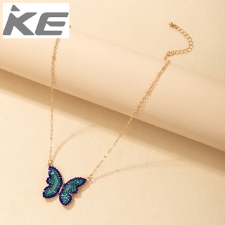 Popular Necklace Simple Blue Full Diamond Simple Wear Single Womens Necklace for girls for wo
