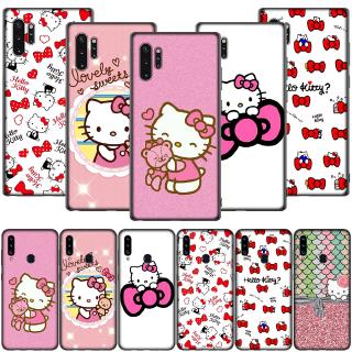 เคสโทรศัพท์พิมพ์ลาย hello kitty แบบนุ่ม samsung galaxy note 10 lite 9 j 6 j 4 prime plus 2018 สีดํา