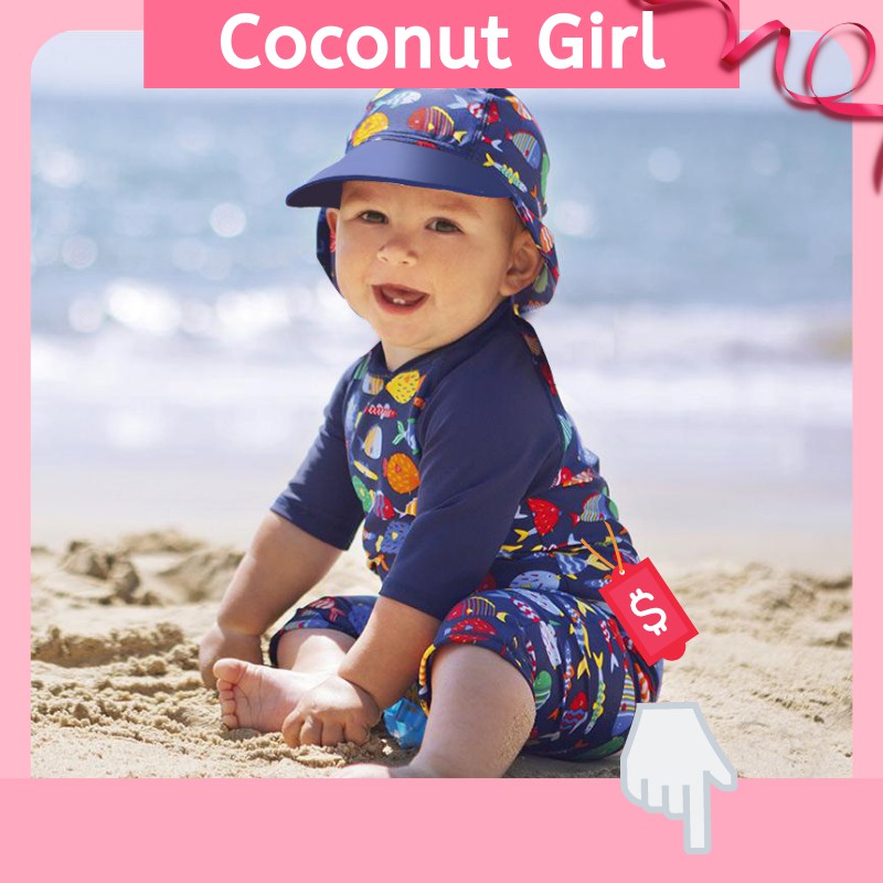 ภาพหน้าปกสินค้าชุดว่ายน้ำเด็ก ‍ ️ชุดว่ายน้ำเด็กชายเด็กหญิง ลายการ์ตูนแบบน่ารักพร้อมหมวก75cm-120cmนื้อผ้าลื่นใส่สบาย เรือ จากร้าน coconut_girl บน Shopee