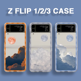 เคสโทรศัพท์มือถือแบบแข็ง ใส พับได้ ลายก้อนเมฆ แฟชั่น สําหรับ Samsung Z Flip3 Z Flip 4