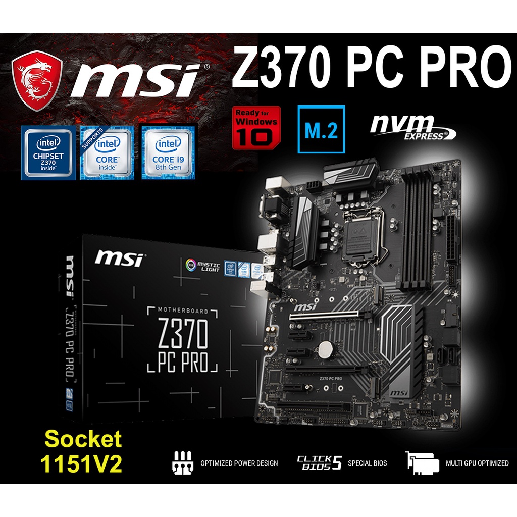 mainboard-intel-msi-z370-pc-pro-socket-1151v2-มือสอง-พร้อมส่ง-แพ็คดีมาก-แถมถ่านไบออส