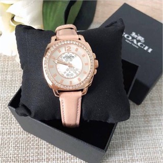 🌟พร้อมส่ง🌟 Coach Leather Starp Ladies Watch นาฬิกา รุ่น Signature หน้าปัดล้อมคริสตัล