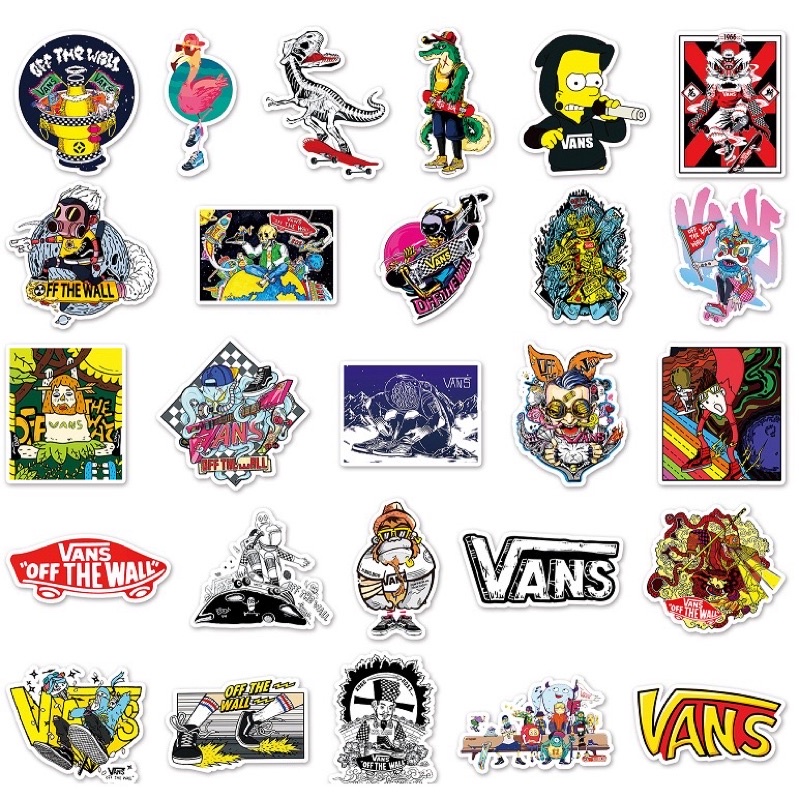 สติ๊กเกอร์-vans-256-แวนส์-50ชิ้น-van-skateboard-แวน-รองเท้าvans-รองเท้าแวน-สเก็ตบอร์ด-surf-skate